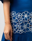 COBALT BLUE EMBROIDERED SHIRT DRESS