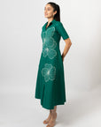 EMERALD BLOOM EMBROIDERED SHIRT DRESS