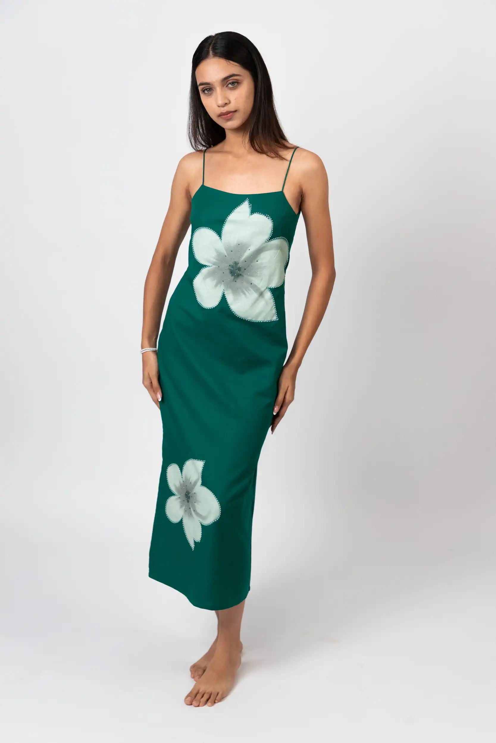 Emerald Bloom Long Slip Dress by Enhyphen The Label