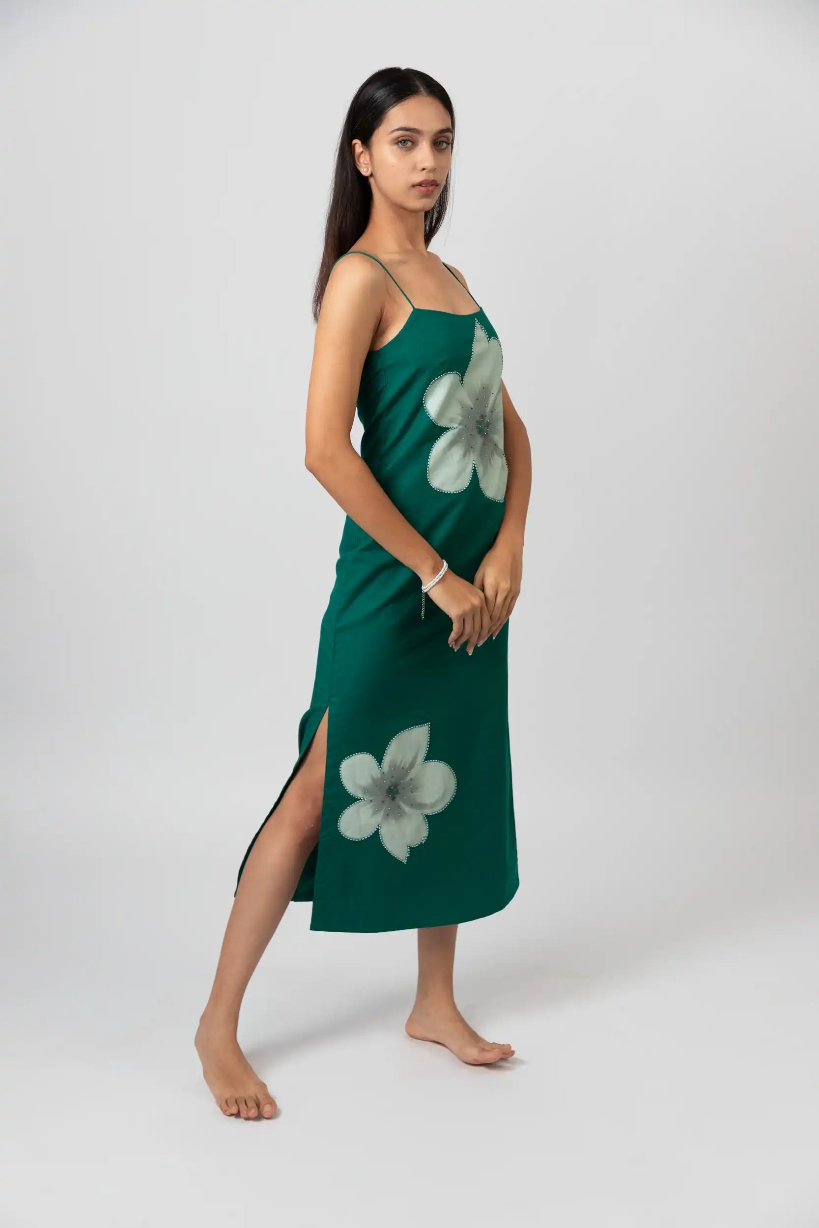 Emerald Bloom Long Slip Dress by Enhyphen  The Label