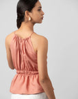 Gathered Halter Pink Peplum Top by ENHYPHEN The Label