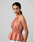 Gathered Halter Pink Peplum Top by ENHYPHEN The Label