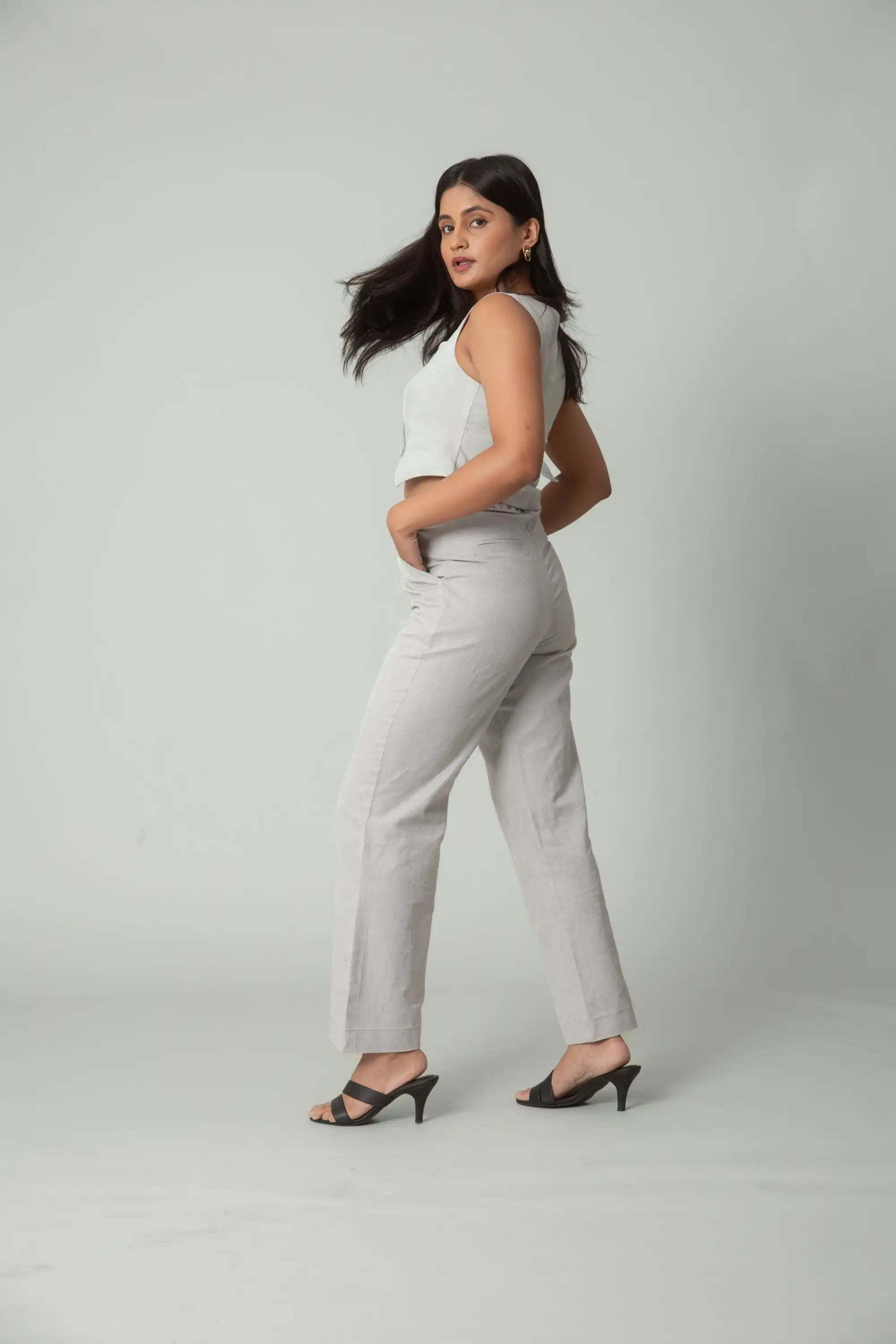 Grey High Waist Trousers by Enhyphen