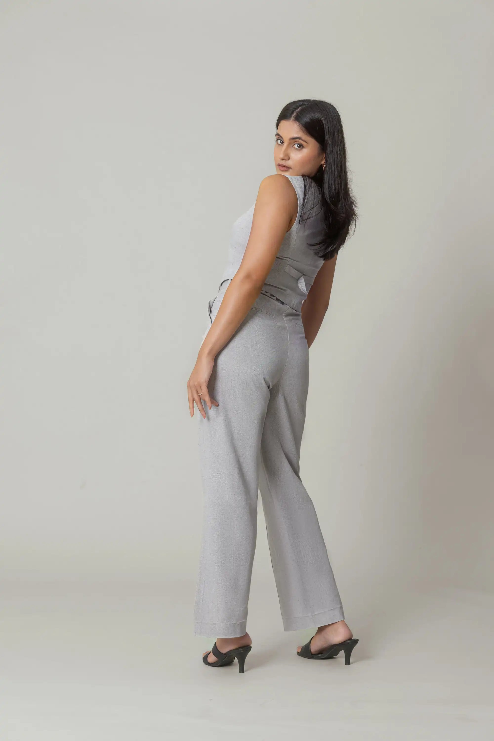 Grey High Waist Trousers by Enhyphen