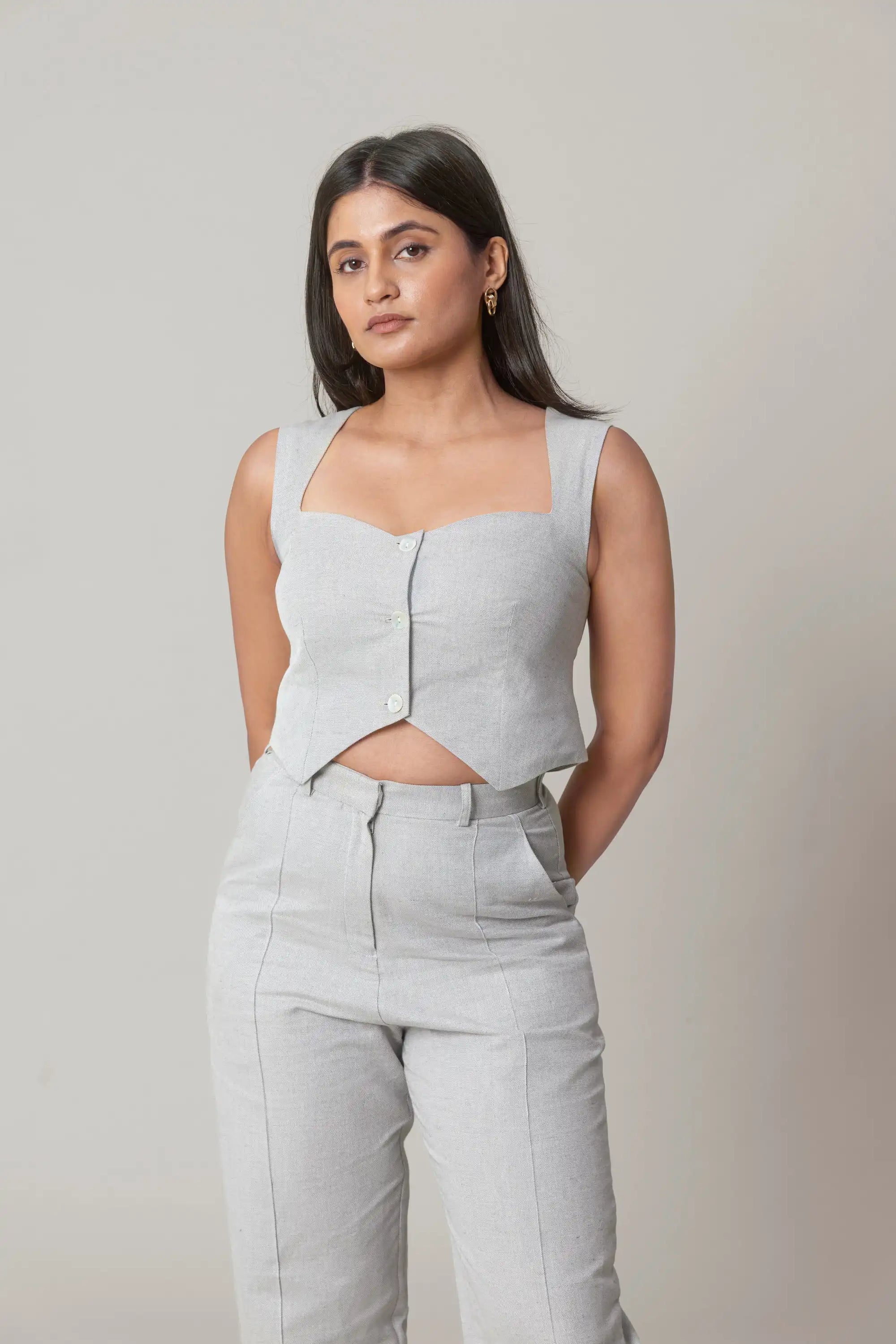 Grey Linen Vest by Enhyphen
