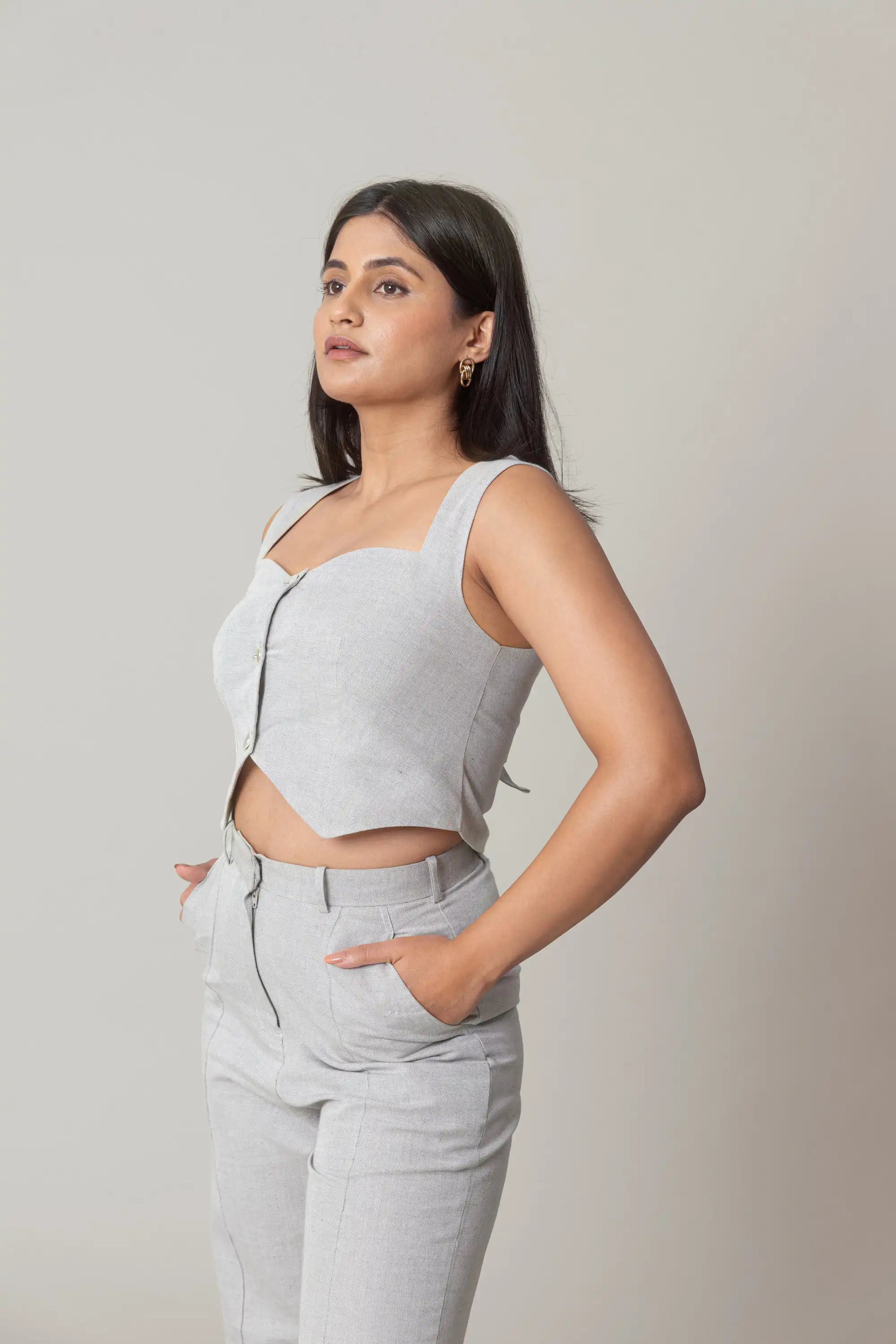 Grey Linen Vest by Enhyphen