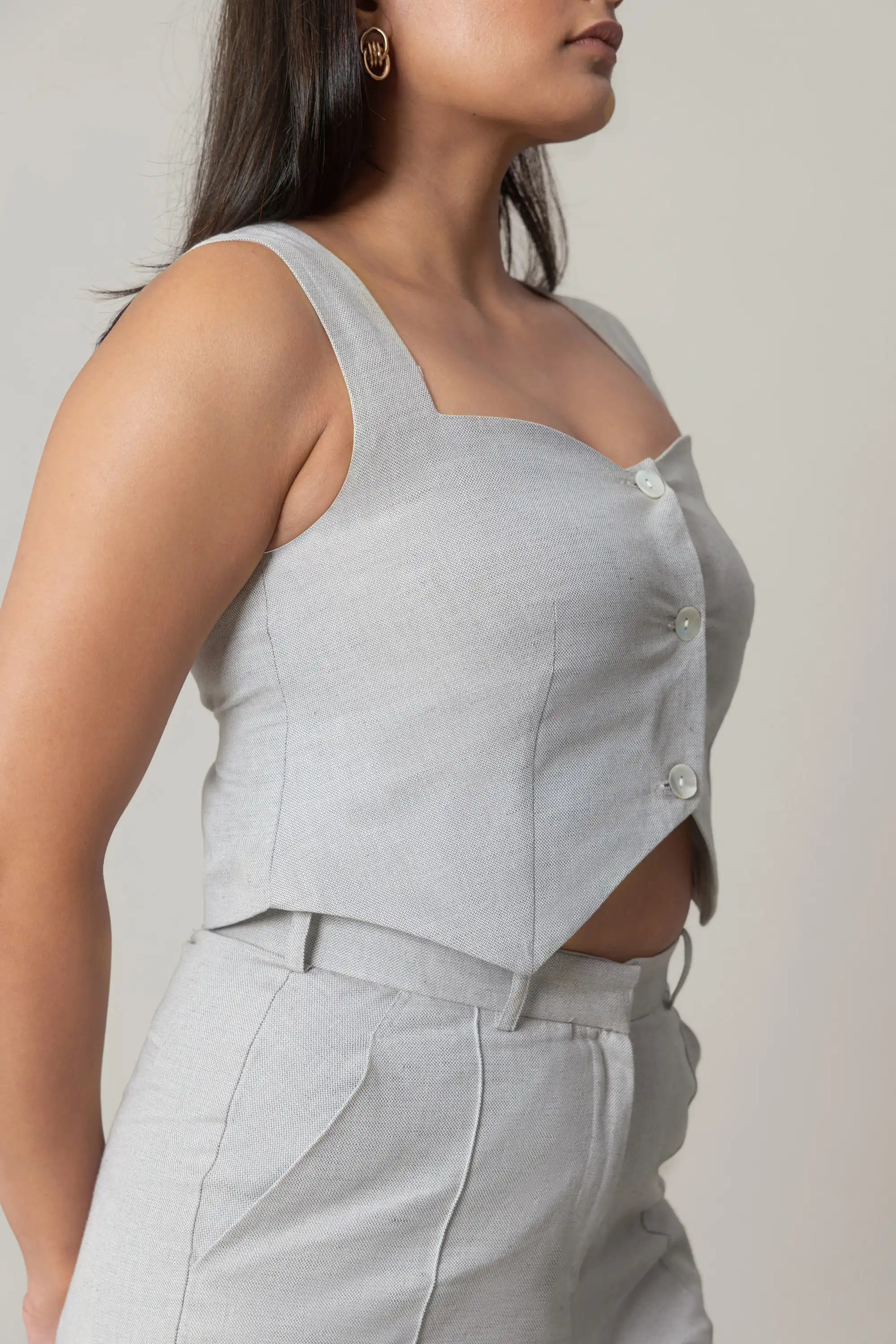 Grey Linen Vest by Enhyphen