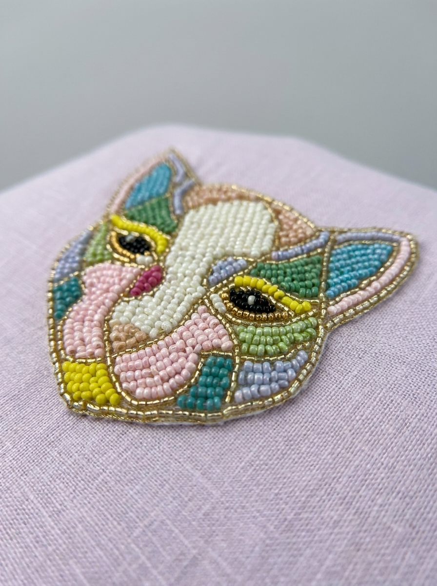 Lilac Hand-Beaded Cat Linen Top by ENHYPHEN The Label