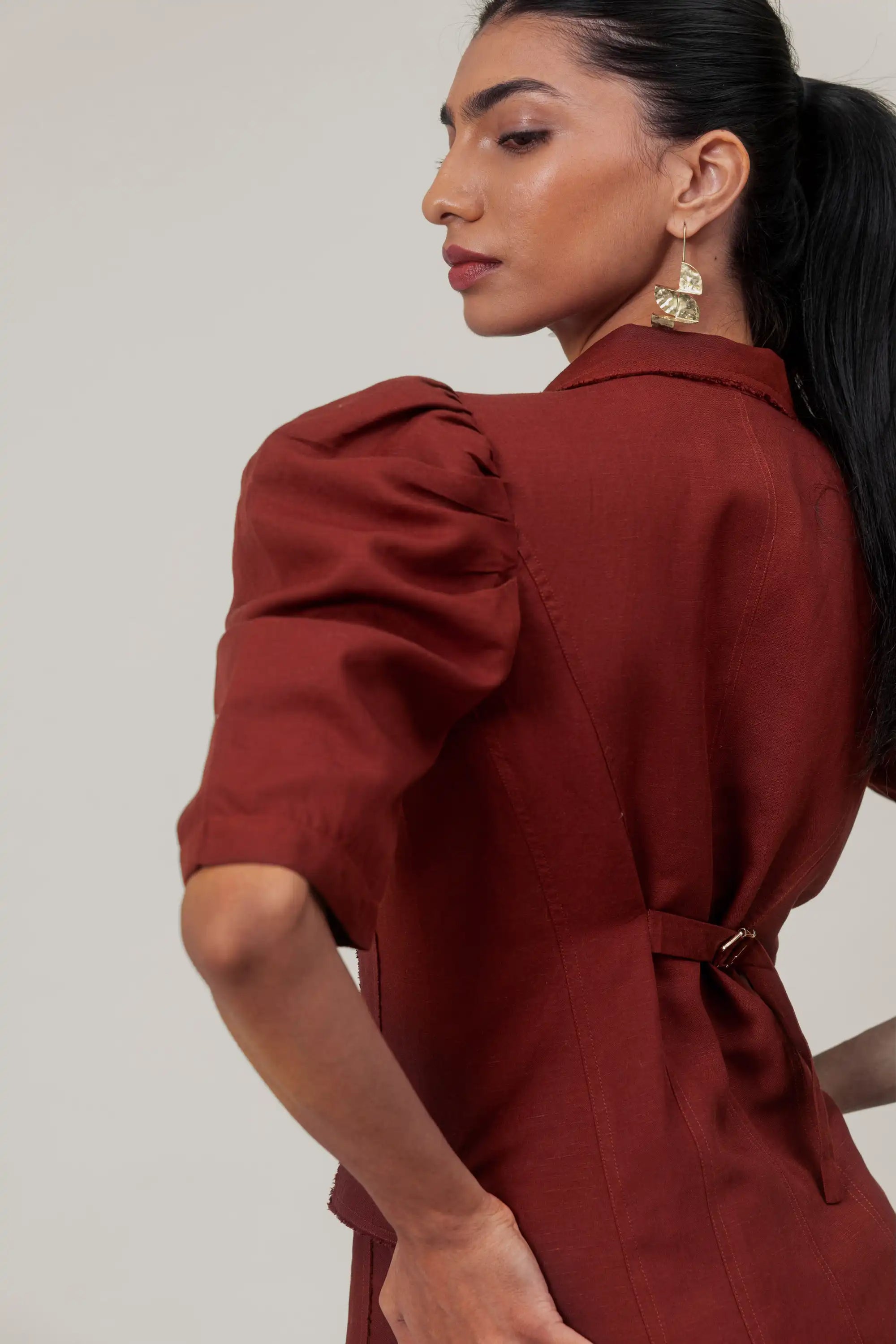 Maroon Blazer Dress by Enhyphen The Label