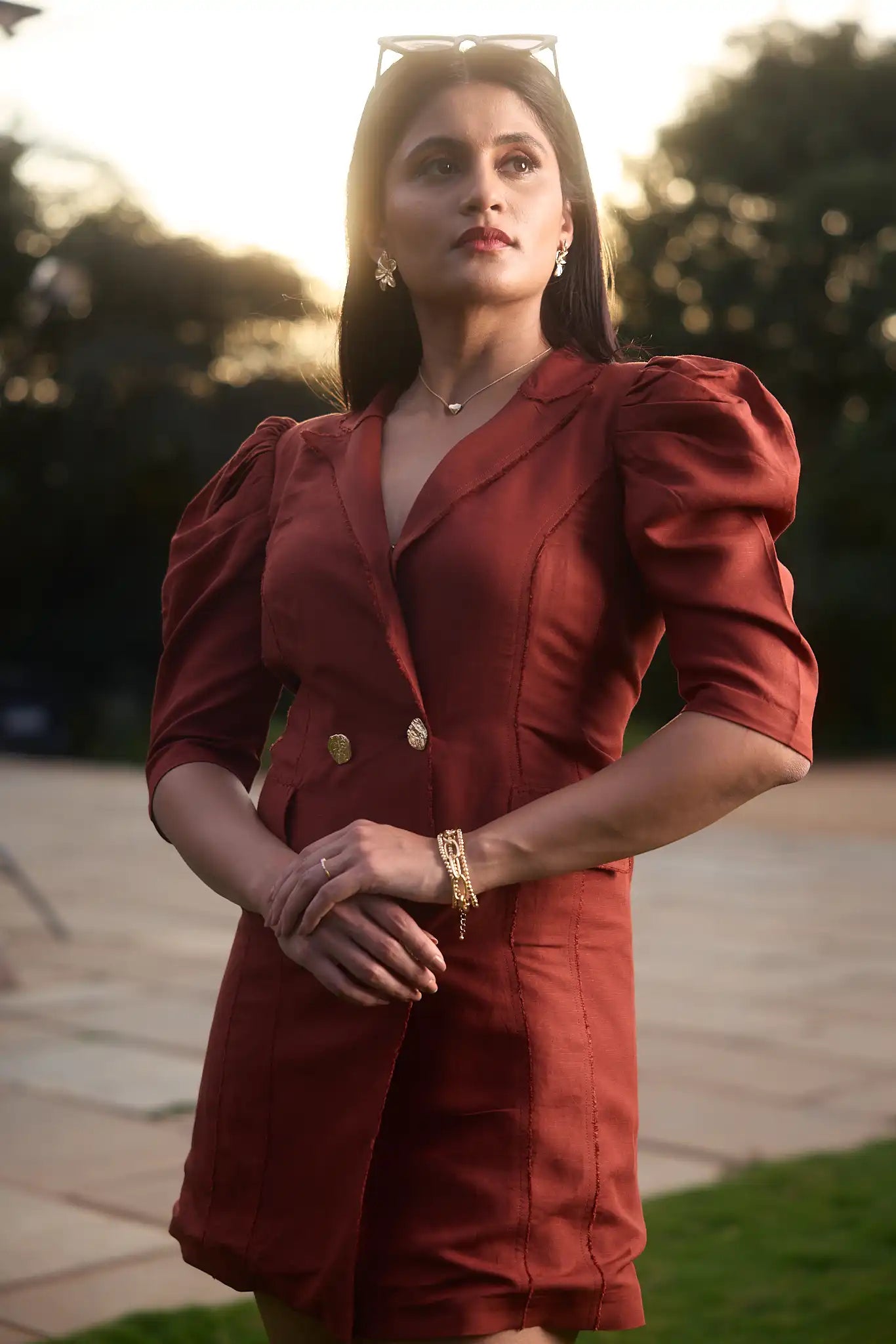 Maroon Blazer Dress by Enhyphen The Label