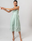 Mint Green Embroidered Halter Midi Dress by Enhyphen The Label