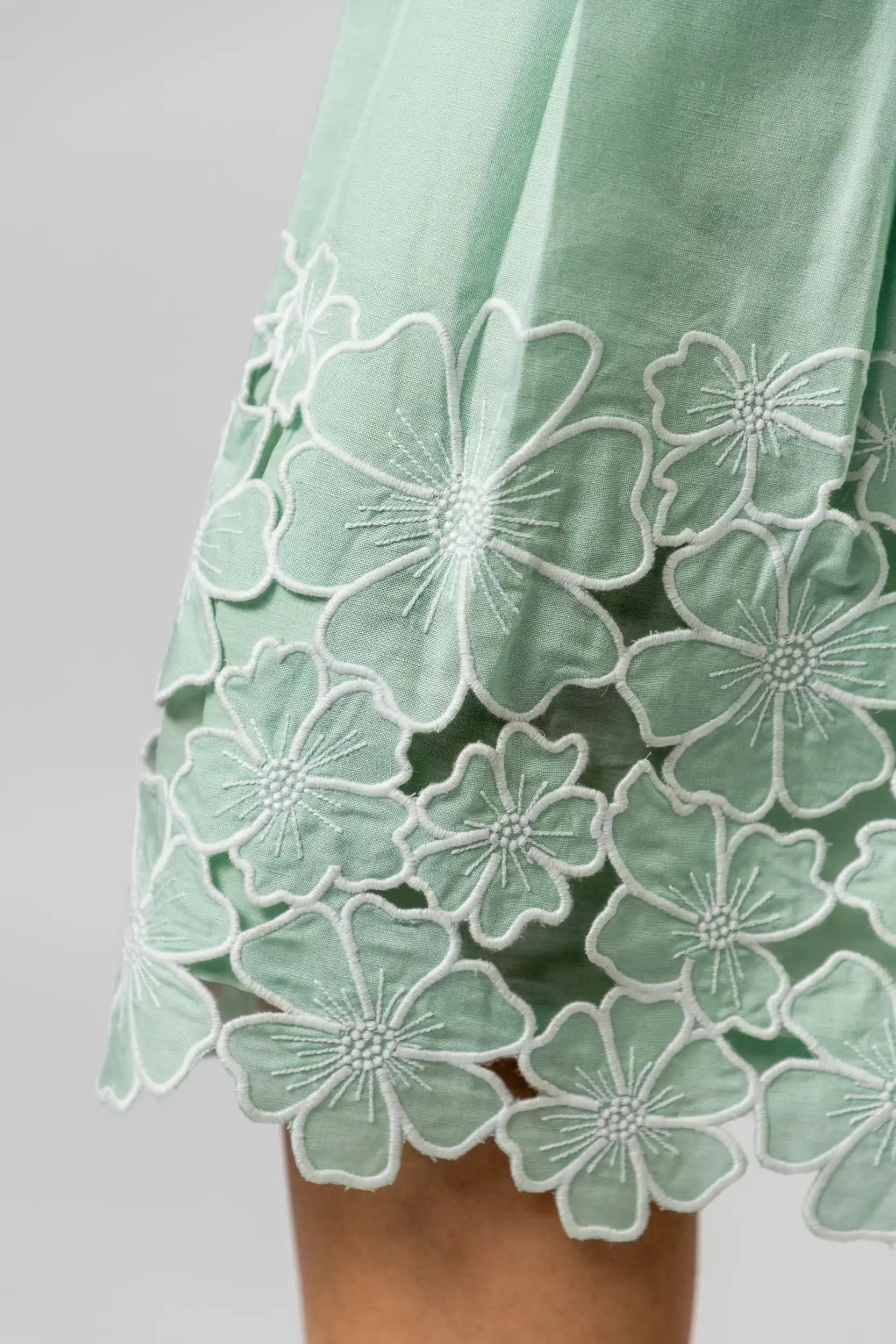 Mint Green Embroidered Halter Midi Dress by Enhyphen The Label