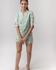 Mint Green Embroidered Shirt by Enhyphen The Label