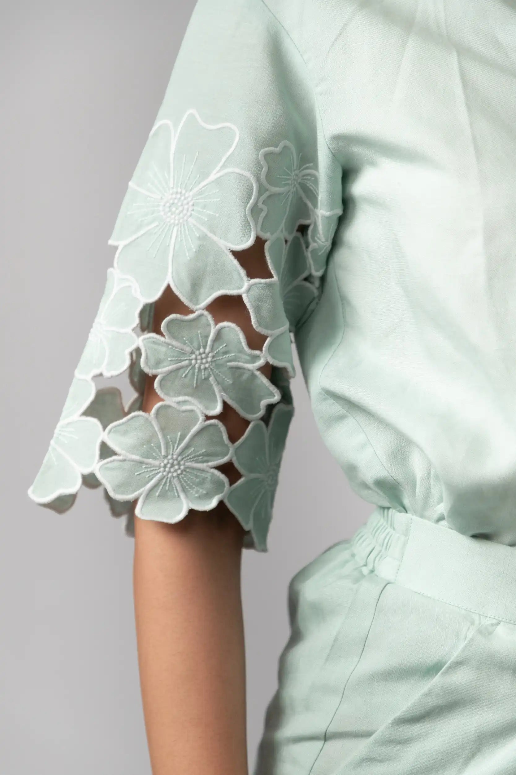 Mint Green Embroidered Shirt by Enhyphen The Label