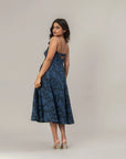 Navy Blue Floral Midi Dress by Enhyphen The Label