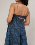 Navy Blue Floral Midi Dress by Enhyphen The Label