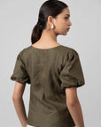 Olive Green Puff Top by Enhyphen The Label
