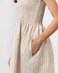 Striped Smocked Midi Dress by Enhyphen