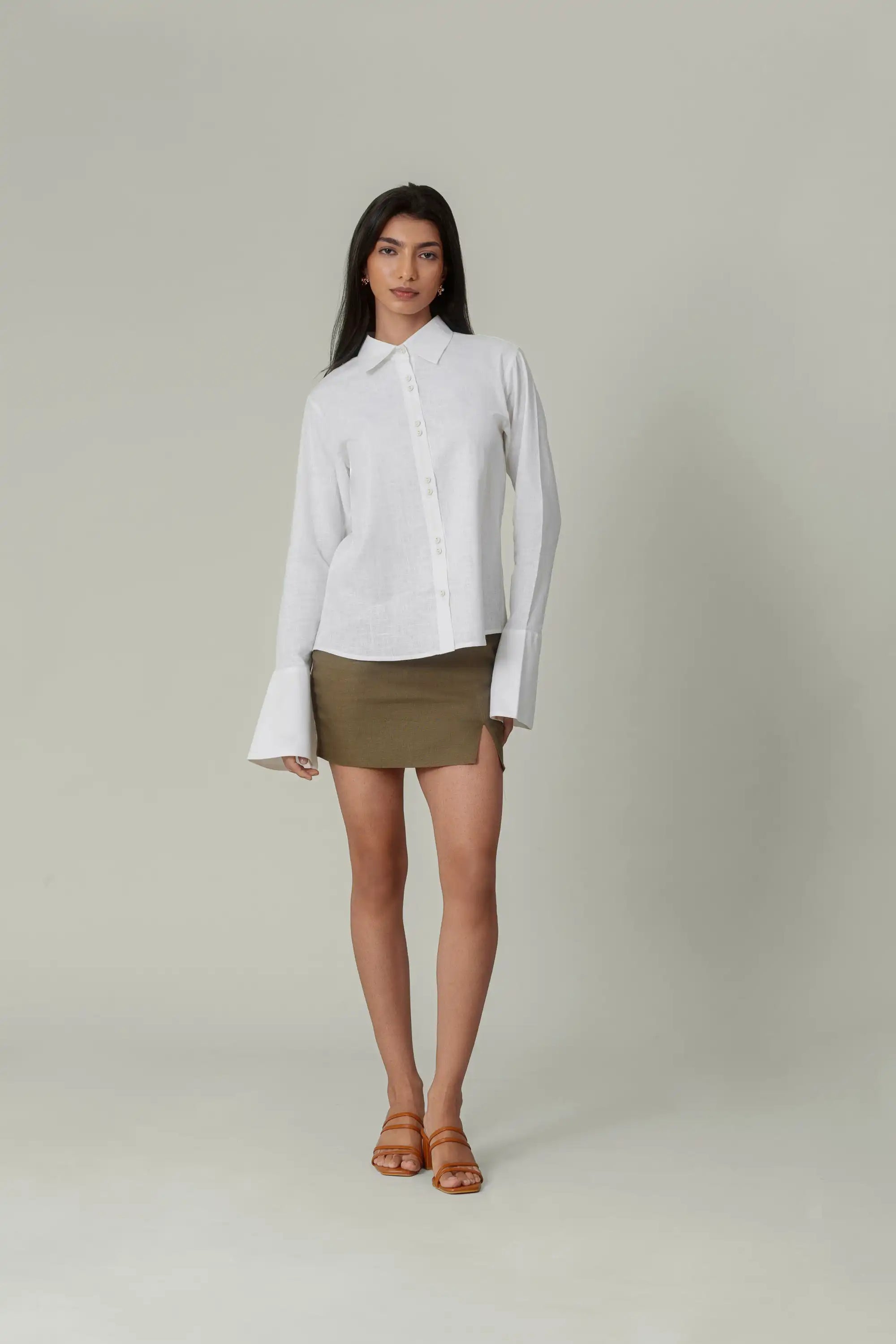 White Flared Cuff Shirt by Enhyphen The Label