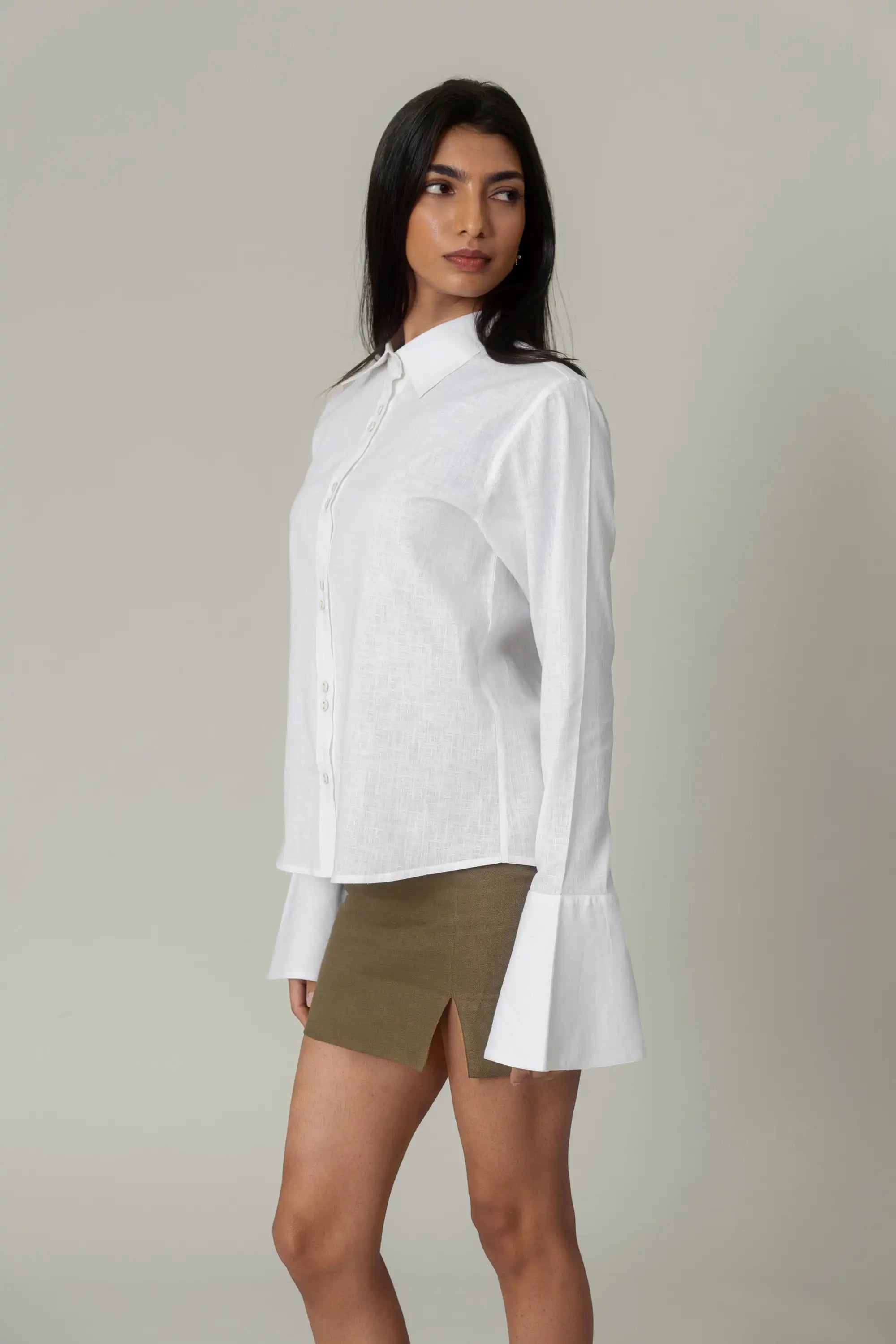 White Flared Cuff Shirt by Enhyphen The Label