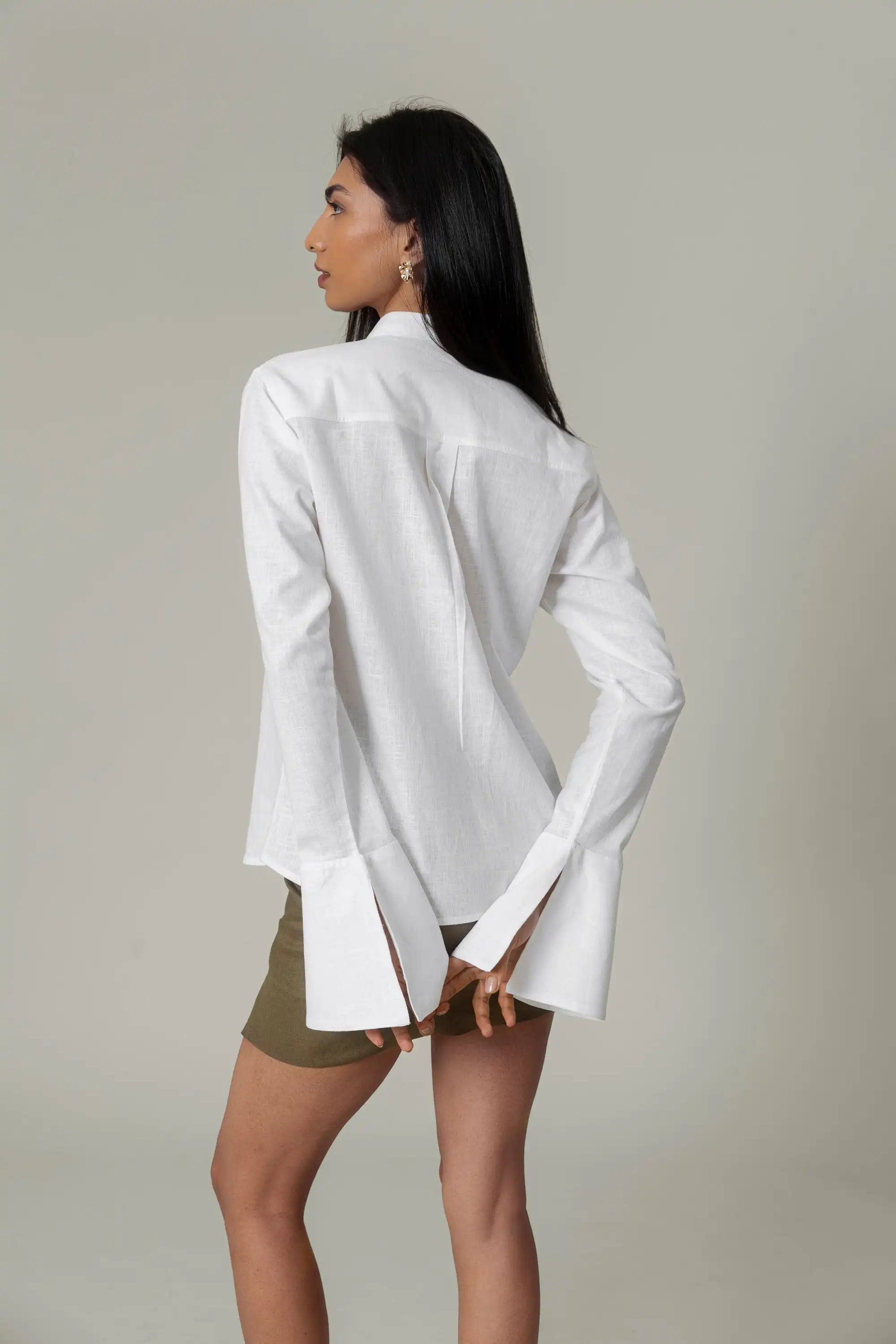 White Flared Cuff Shirt by Enhyphen The Label