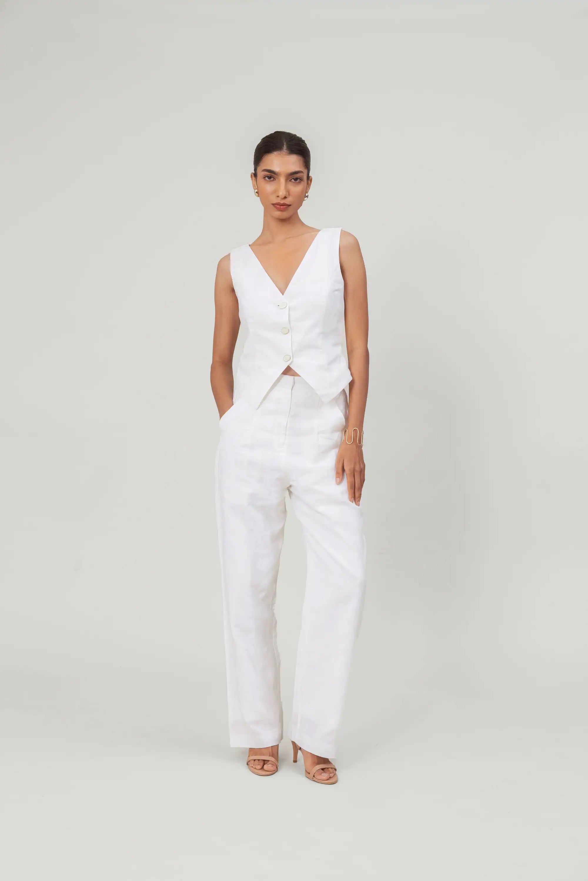 White Linen Vest by Enhyphen The Label