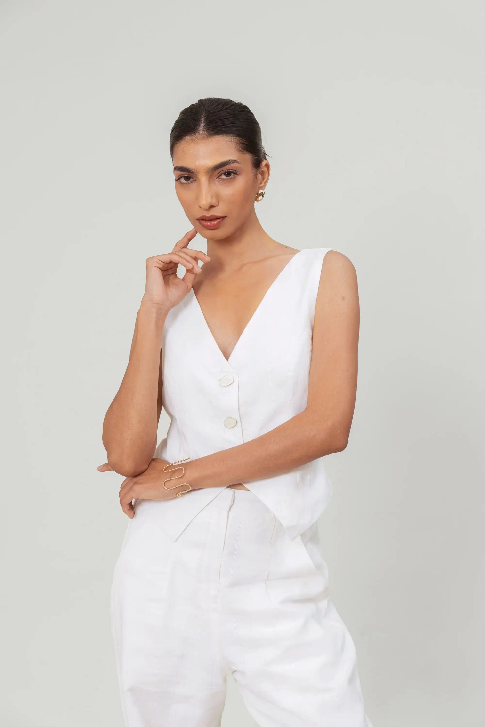 White Linen Vest by Enhyphen The Label