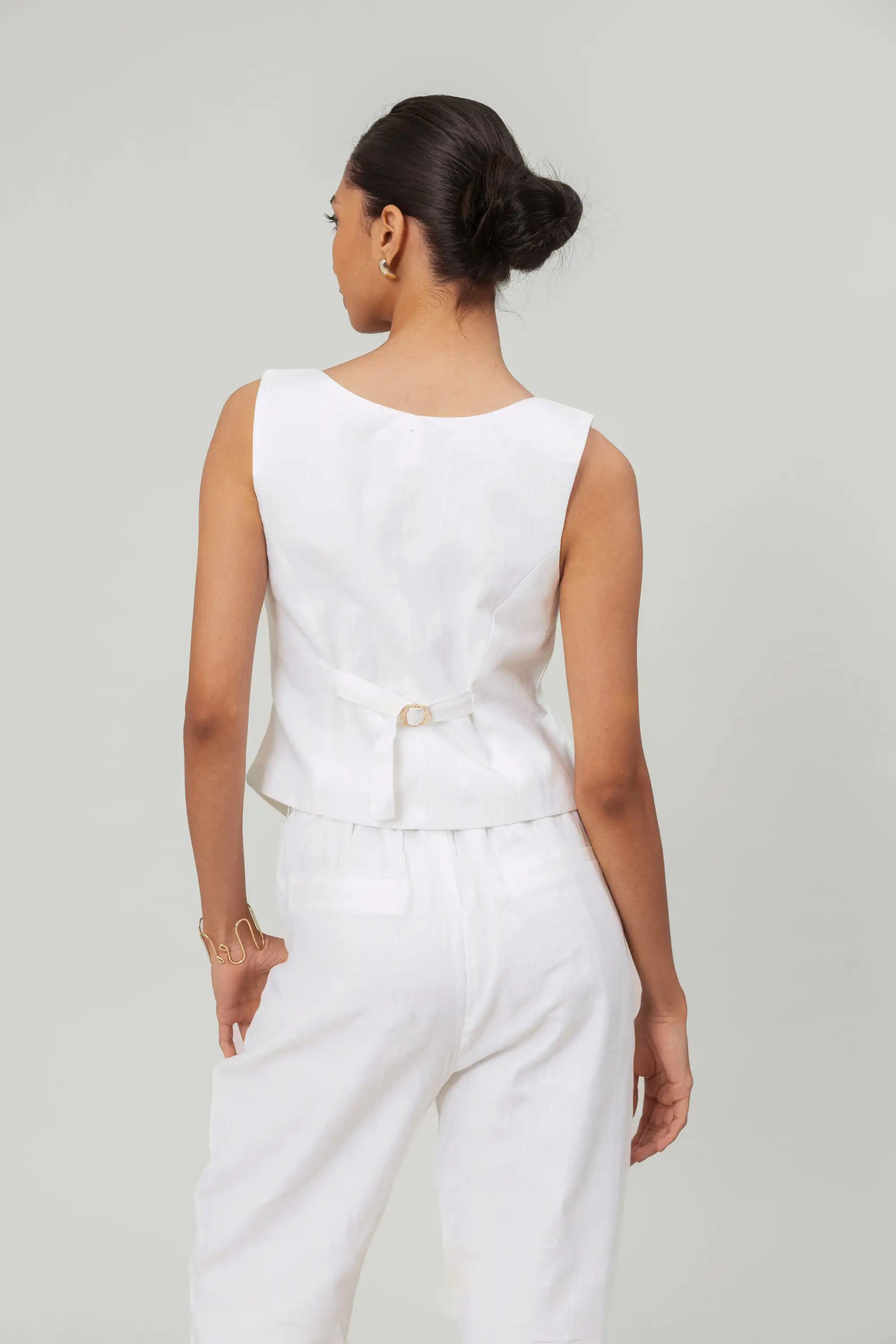 White Linen Vest by Enhyphen The Label