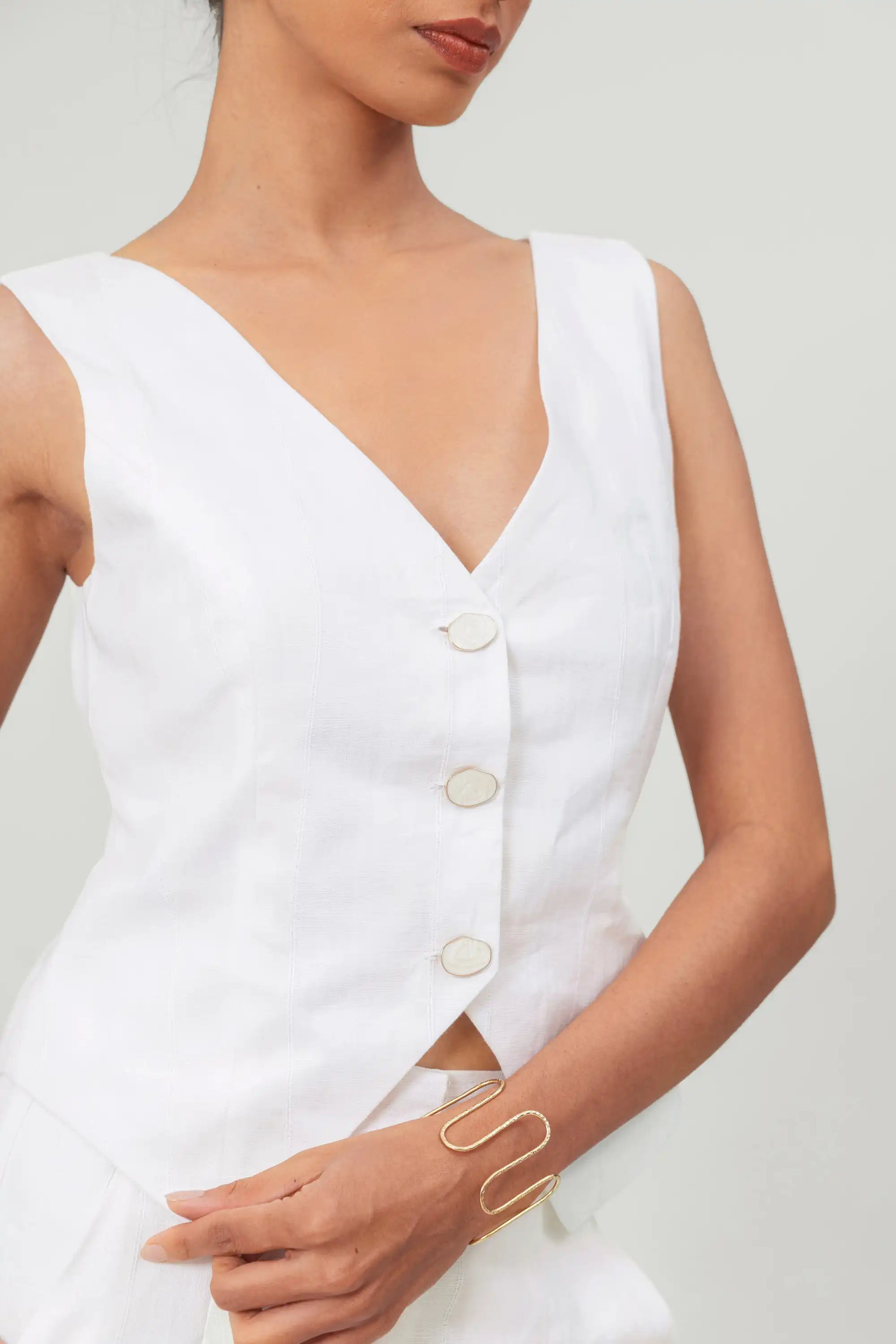 White Linen Vest by Enhyphen The Label