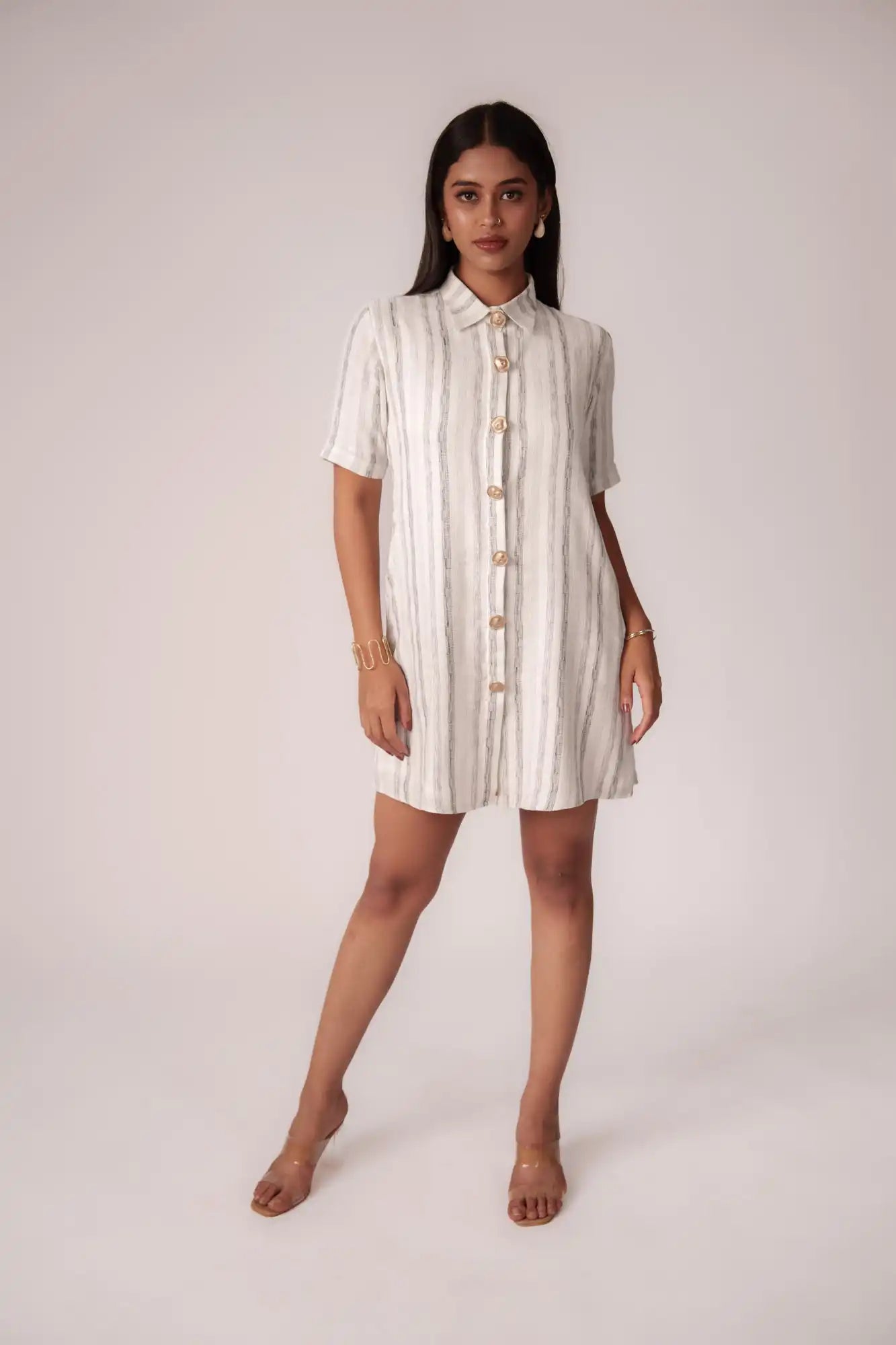 White and Black Striped Dress by Enhyphen The Label
