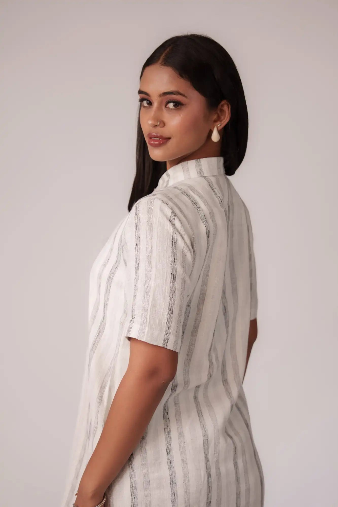 White and Black Striped Dress by Enhyphen The Label
