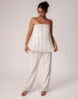 White and Black Striped Strapless Top by Enhyphen