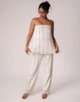 White and Black Striped Strapless Top by Enhyphen The Label