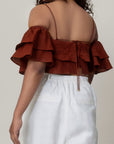 MAROON RUFFLED CROP TOP