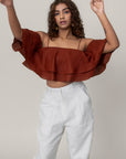 MAROON RUFFLED CROP TOP