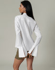 WHITE FLARED CUFF SHIRT