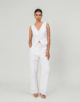 WHITE LINEN VEST