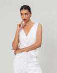 WHITE LINEN VEST