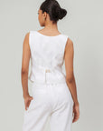 WHITE LINEN VEST