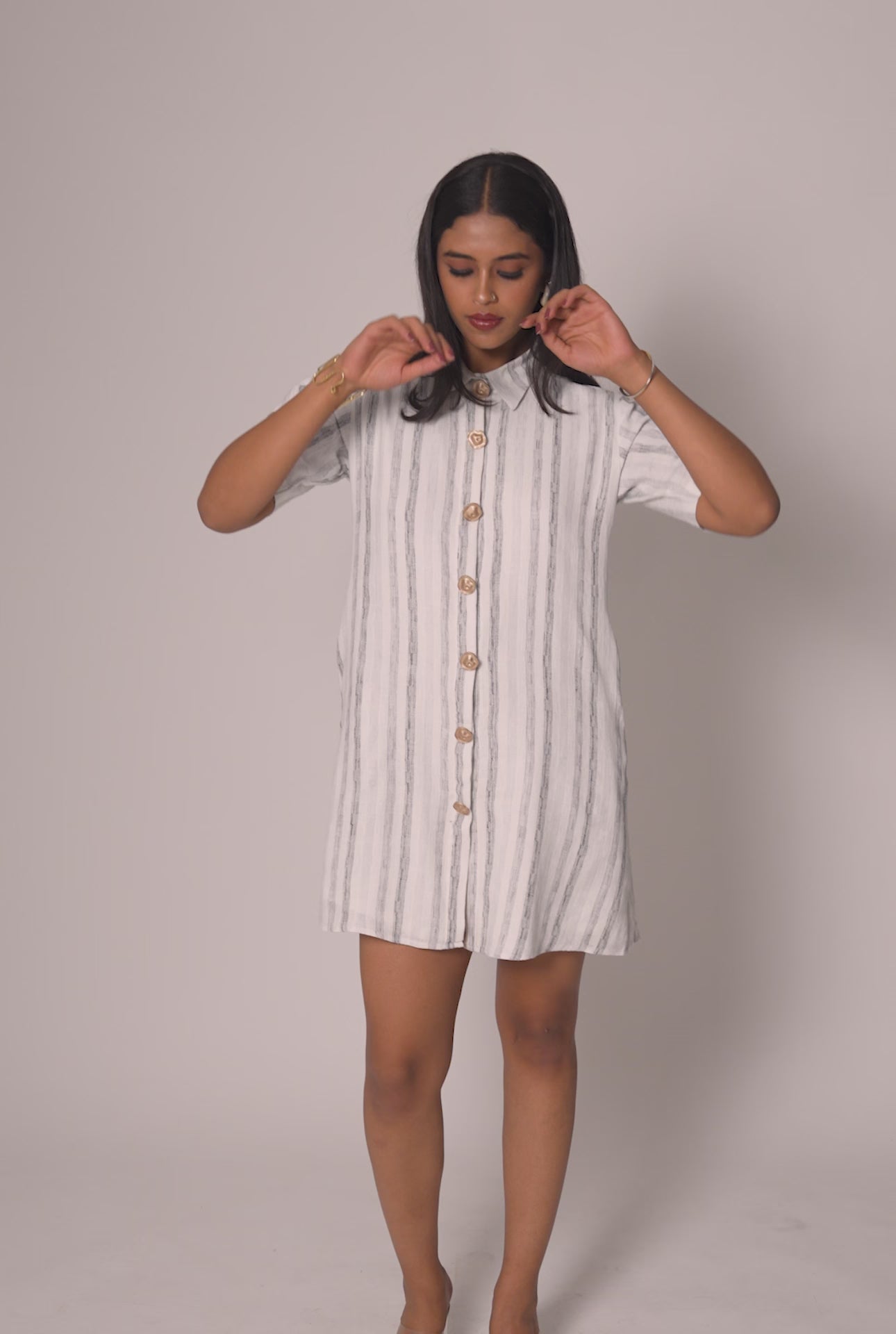 White and Black Striped Dress by Enhyphen