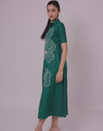EMERALD BLOOM EMBROIDERED SHIRT DRESS