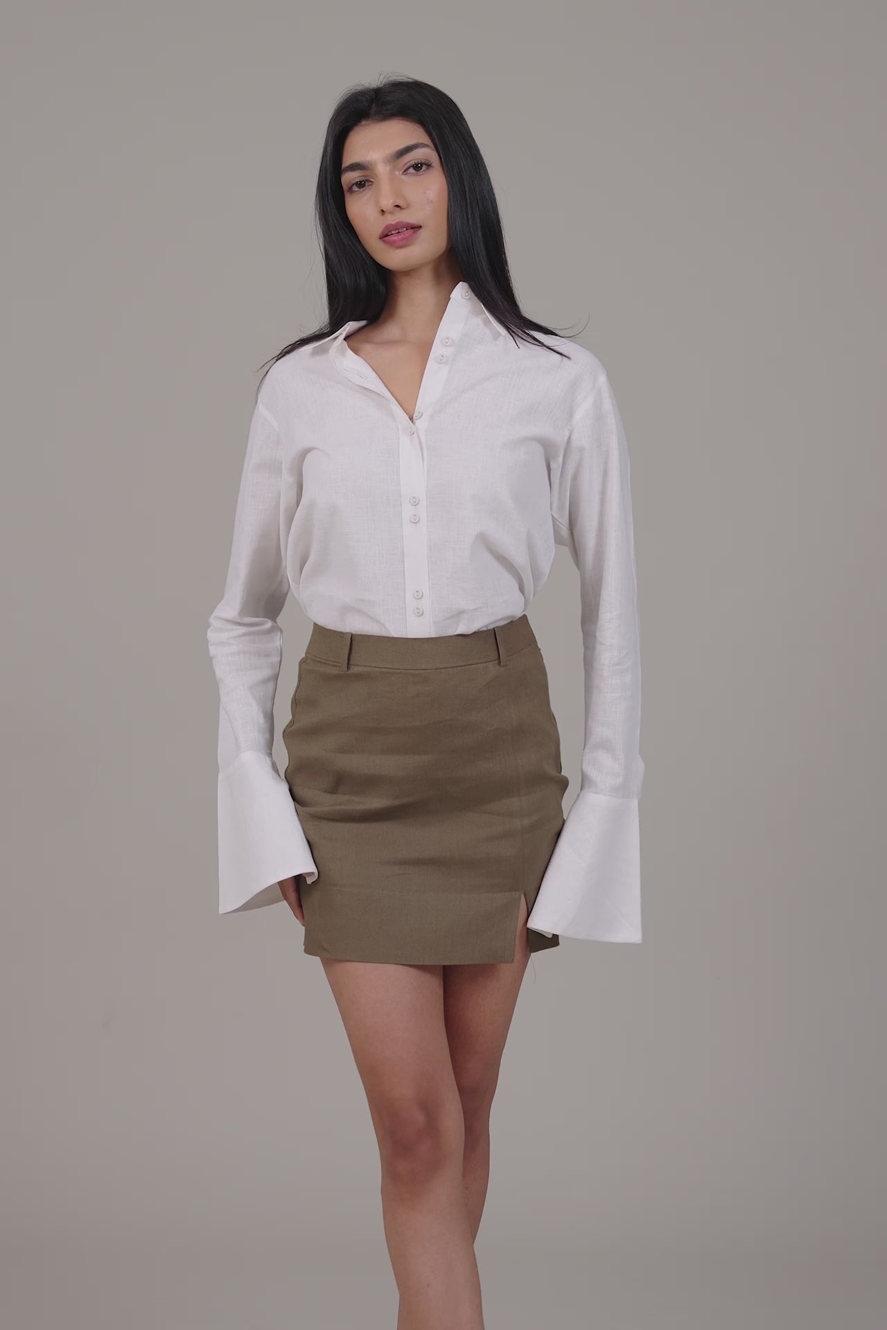 White Flared Cuff Shirt by Enhyphen