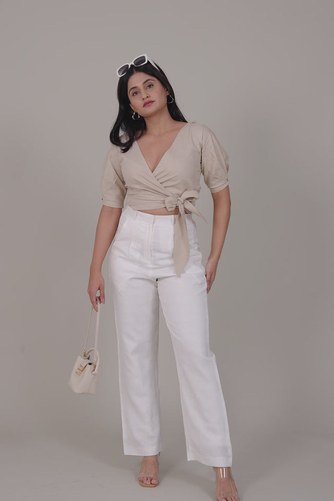 Beige Wrap Crop Top by Enhyphen