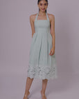 Mint Green Embroidered Halter Midi Dress by Enhyphen