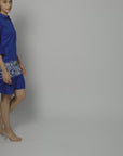 Cobalt Blue Embroidered Shirt Dress by Enhyphen